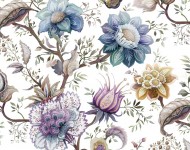 Тканини GOYA PARADISSO Dream 02 Сучасне Квіткові/рослинні бірюзові!сині!фіолетові Натуральні Середня 27168
