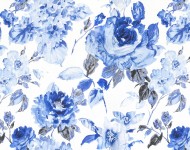 Тканини Otylia Delft — 30 Сучасне Квіткові/рослинні сині!бежеві-коричневі Бавовна Середня 15782