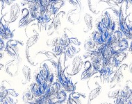 Тканини Gabriel Delft — 27 Сучасне Квіткові/рослинні сині!бежеві-коричневі Бавовна Середня 8130